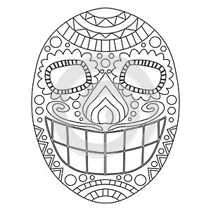 Day of the dead skull vector coloring page for kids and adults